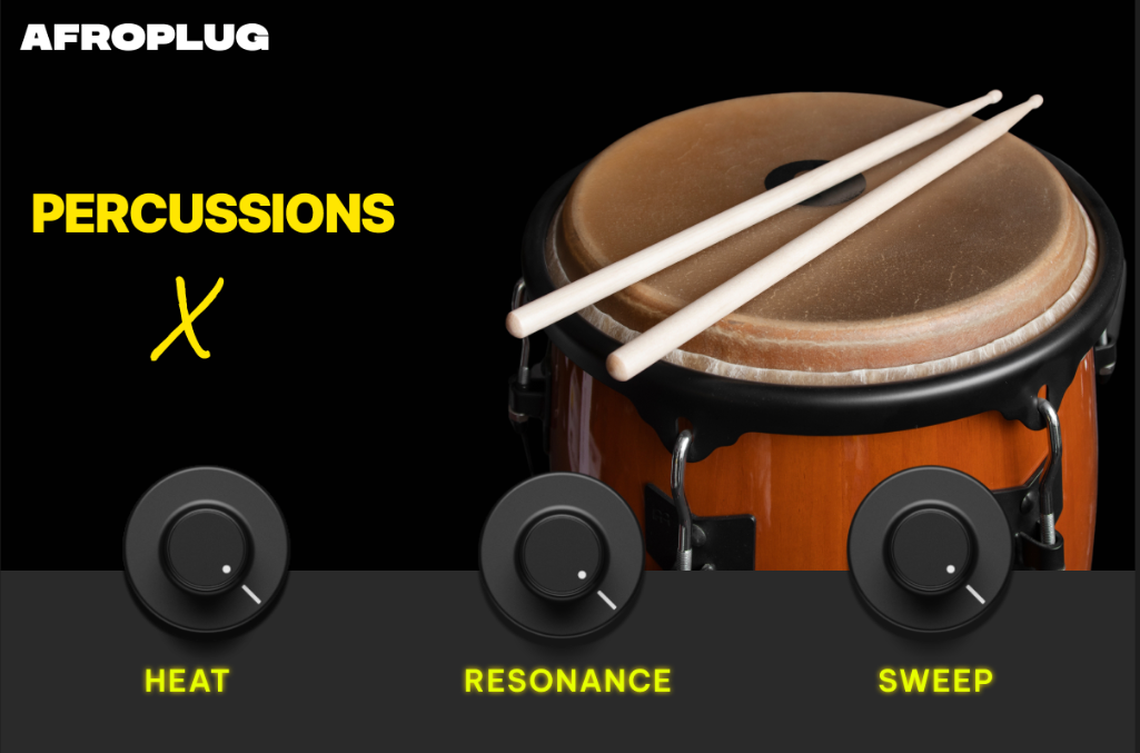 Percussions X VST Plugin by Afroplug : 150+ royalty-free percussion sounds (scissors, wood, beatbox) for Afrobeat, Baile Funk, Dancehall & more. Authentic, raw, and ready to use